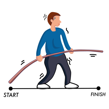 Illustration of a man walk on a tightrope and Holding a Pole png