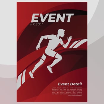 Red Sports Event Promotion Poster with Running Silhouette vector