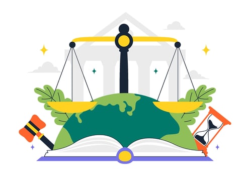 Cartoon Style Law and Order Illustration Celebrating Global Justice Day vector