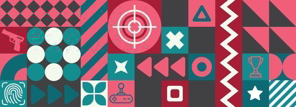 Abstract Games pattern with flat desing style, Red and emerald color tones vector