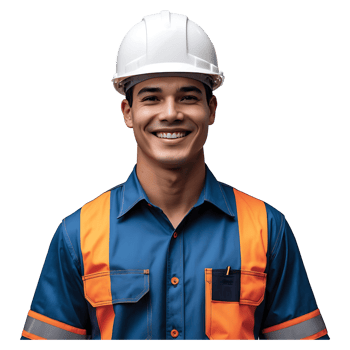 Young Engineer with Helmet and Reflective Vest Royalty-Free Photo for Commercial Use png