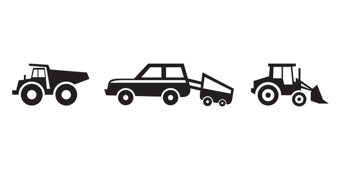 Industrial construction truck silhouette design vector