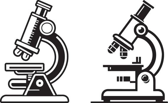 Microscope Sketch Drawing. vector