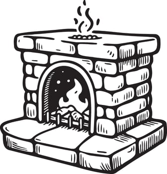 Fireplace Sketch Illustration. vector