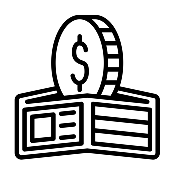 Icon Line of Wallet with Money Representing Expense Management, Loans, and Financial Planning png
