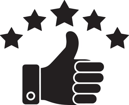 Five Star Rating Hand Gesture Minimalist Graphic Symbol Excellence vector