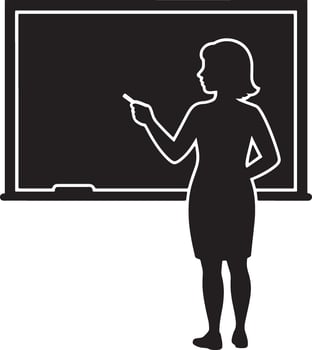 Teacher Silhouette Presenting Blackboard Chalk Education Teaching Profession Concept vector