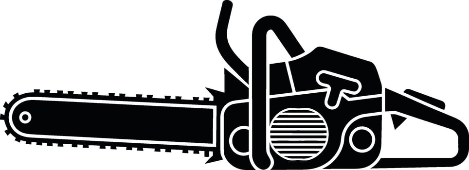Silhouette of a chainsaw depicting power and precision for wood cutting and forestry tasks vector