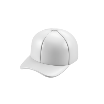 White baseball cap isolated 3d object. png