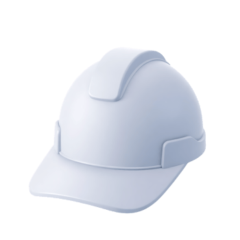 White hard hat safety equipment for construction workers. png