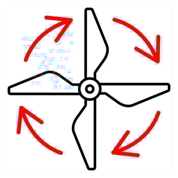 Drone and technology icon concept in red line color vector