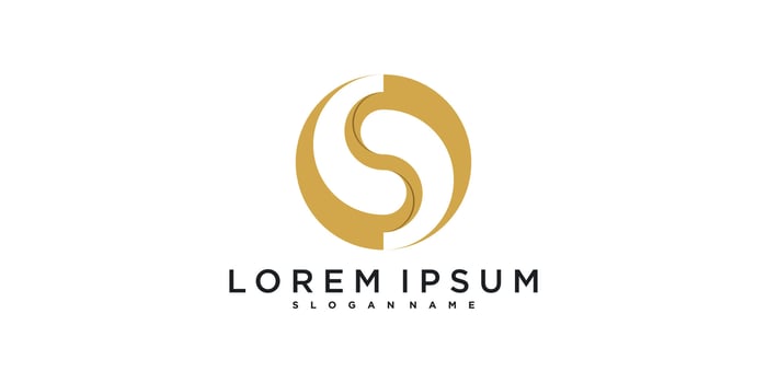 Initial letter S logo. Gold circle shape combination with negative space letter inside. Premium vector