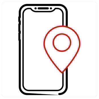 Mobile Navigation icon concept in red line color vector