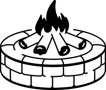 A hand drawn style icon of bonfire pit vector