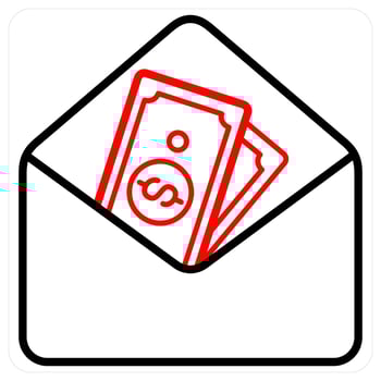 Email Funds and business icon concept in red line color vector