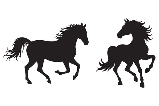 Strong Horse Silhouette Set Illustration for Western Theme Graphics vector