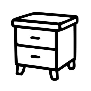 Outline Handdrawn Nightstand Sideboard Furniture Illustration Icon vector