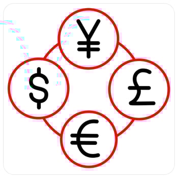 Currency Exchange and conversion icon concept in red line color vector
