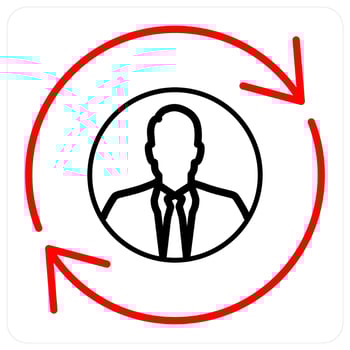 Employee icon concept in red line color vector