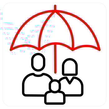 Family Insurance icon concept in red line color vector