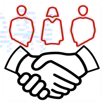 Business Partnership icon concept in red line color vector
