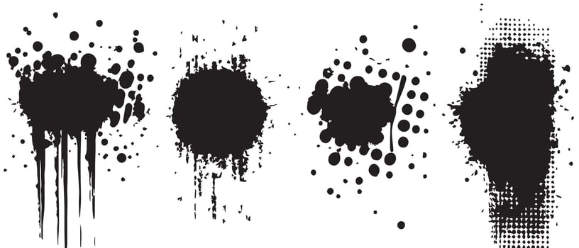 Water-Ink Blot Textures in Black and White vector