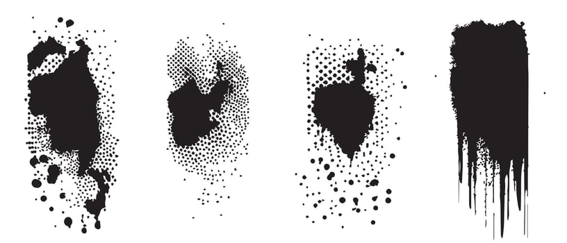 Modern Ink Splotch Backgrounds in Grayscale vector