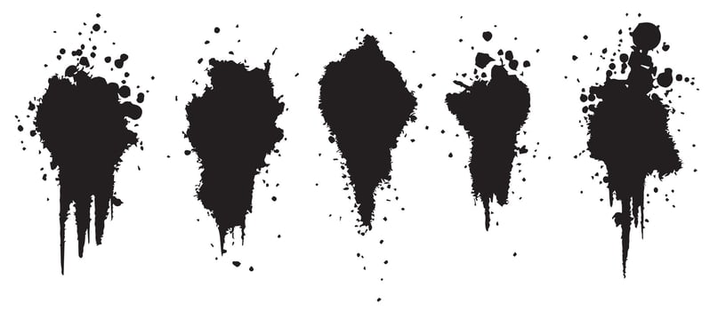Handmade Ink Blot Patterns in Black and White vector