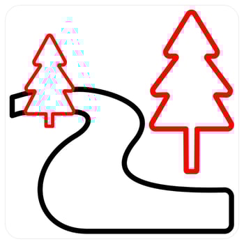 Route and way icon concept in red line color vector