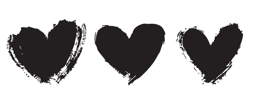 Crushed Black Grunge Hearts for Concept Art vector