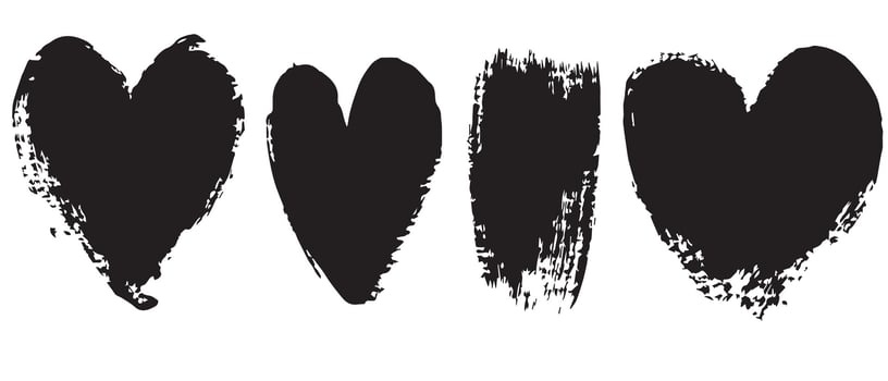 Vintage Love in Black Grunge Heart Format vector