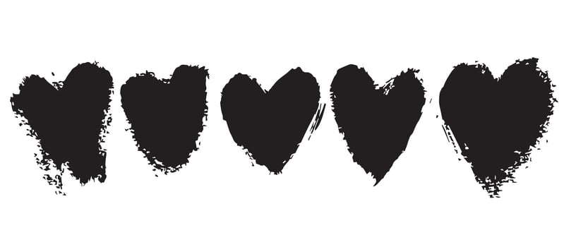 High-Contrast Black Grunge Heart Illustrations vector