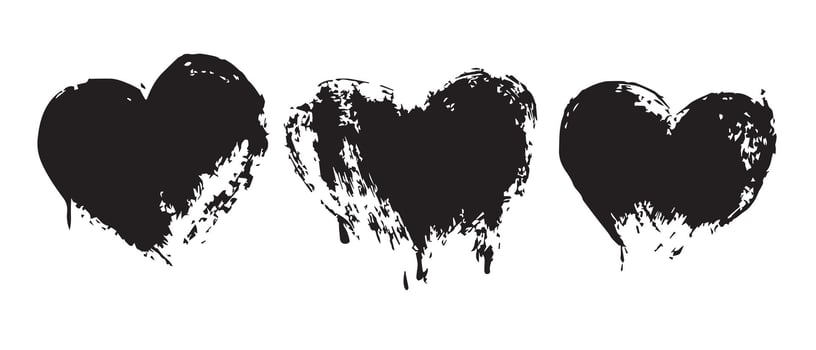 Expressive Black Hearts with Grunge Detail vector