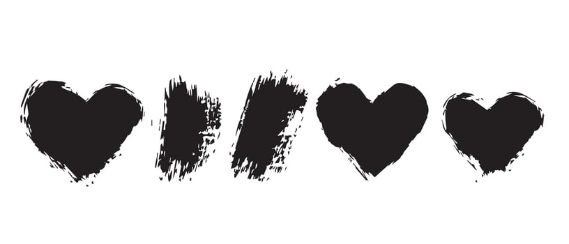 Soft Grunge Heart Icons in Black for Print vector