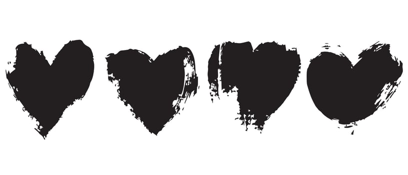 Grunge Doodle Black Hearts for Layout Ideas vector