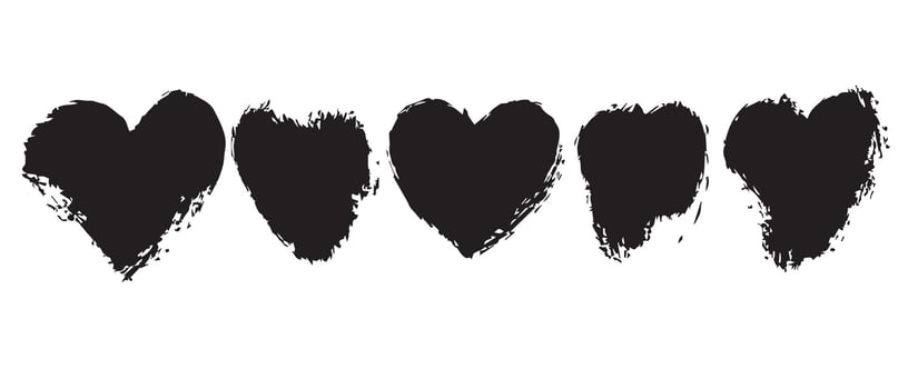 Tattoo-Style Grunge Hearts in Black vector