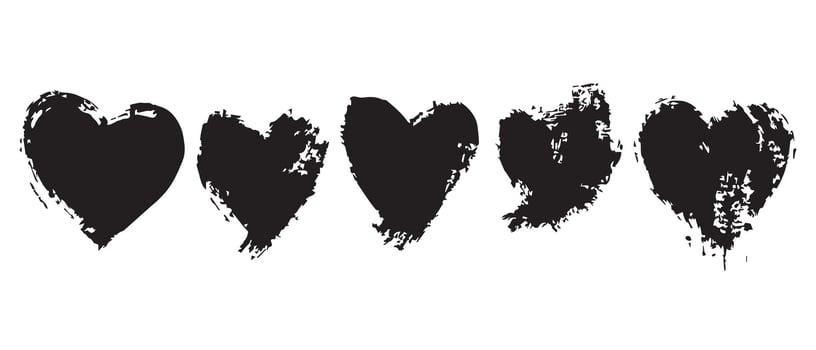 Artistic Black Heart Graphics with Grunge Look vector