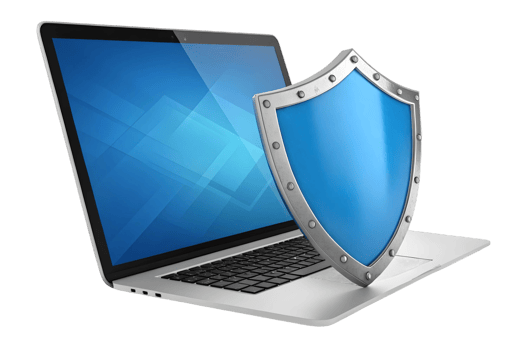 Laptop security concept shield protecting computer data privacy antivirus software cyber safety png