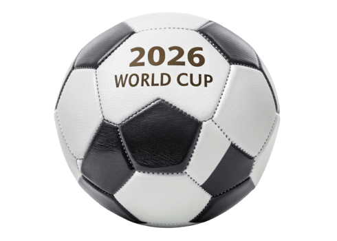 Iconic soccer ball symbolizes excitement of 2026 World Cup bringing fans together in celebration of sport png