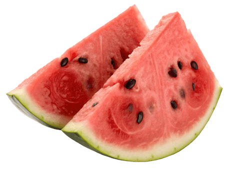 Two watermelon slices with seeds isolated on transparent background for summer refreshment concept png
