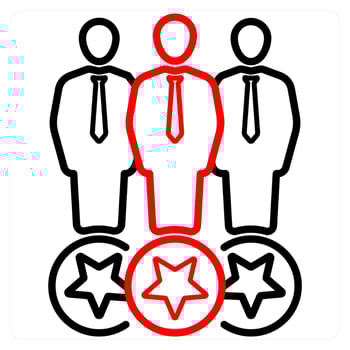 Consumers and community icon concept in red line color vector