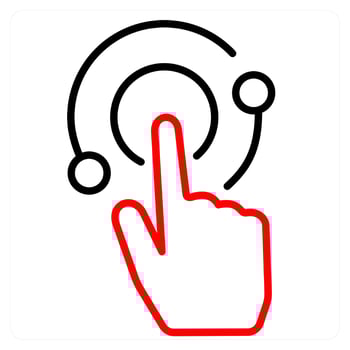 Interaction and user interaction in red line color vector