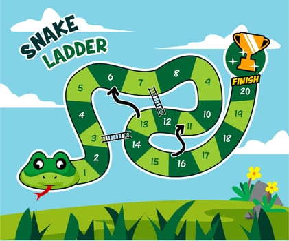 colorful snake and ladder game board vector