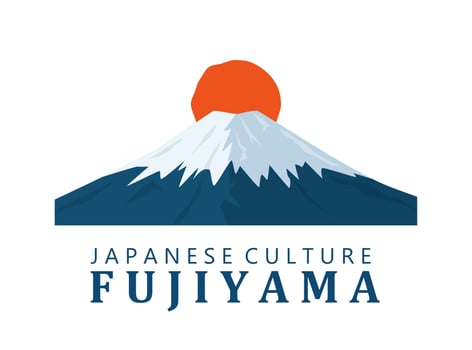 Japanese mount Fuji at sunrise or sunset, simple logo. Japanese culture symbol vector