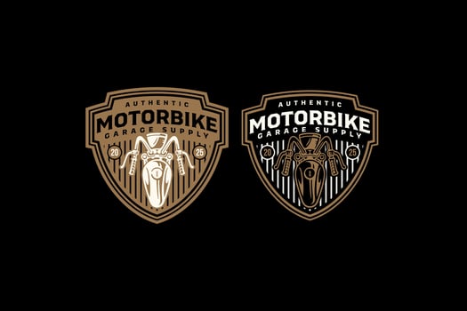 chopper motorcycle top view retro badge logo design set for garage, workshop, biker, racer, rider. motorbike vintage emblem logo collections. front of motorcycle illustration label element. vector