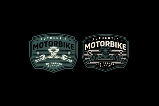 motorcycle front top retro badge logo design set for garage, workshop, biker, racer, rider. handlebar, brake and lights motorbike vintage emblem label illustration logo collections vector