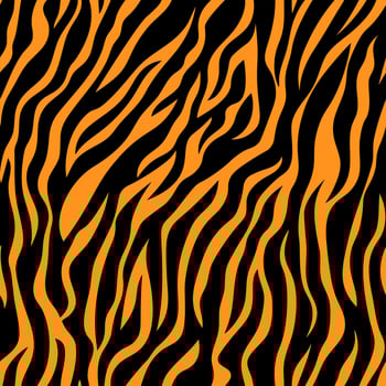 Black and orange abstract tiger stripe seamless background. Abstract animal print vector
