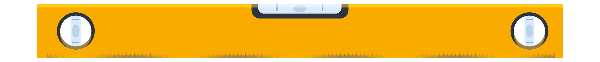 Perfectly horizontal yellow spirit level with bubble centered, isolated on white background, representing precision, accuracy, and balance in construction and DIY projects vector