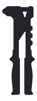 Professional silhouette of a rivet gun isolated on a clean white background, representing themes of construction, industry, and manual labor with a focus on tools and equipment vector