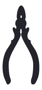 Professional pliers cutting tool silhouette isolated on a white background, ideal for graphic design projects related to hardware, construction, and DIY activities vector
